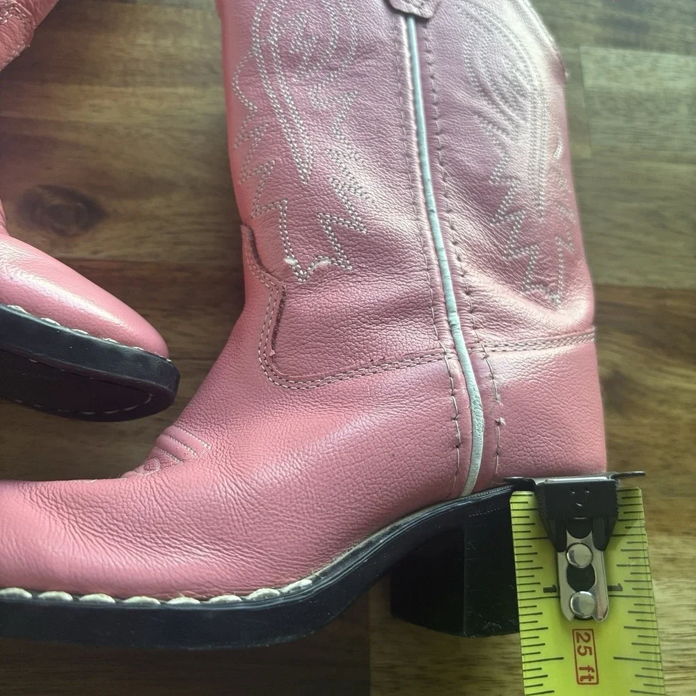 OLD WEST Pink Corona Leather Pull-On Cowboy Western Boots Toddler Girl Size 9.5D